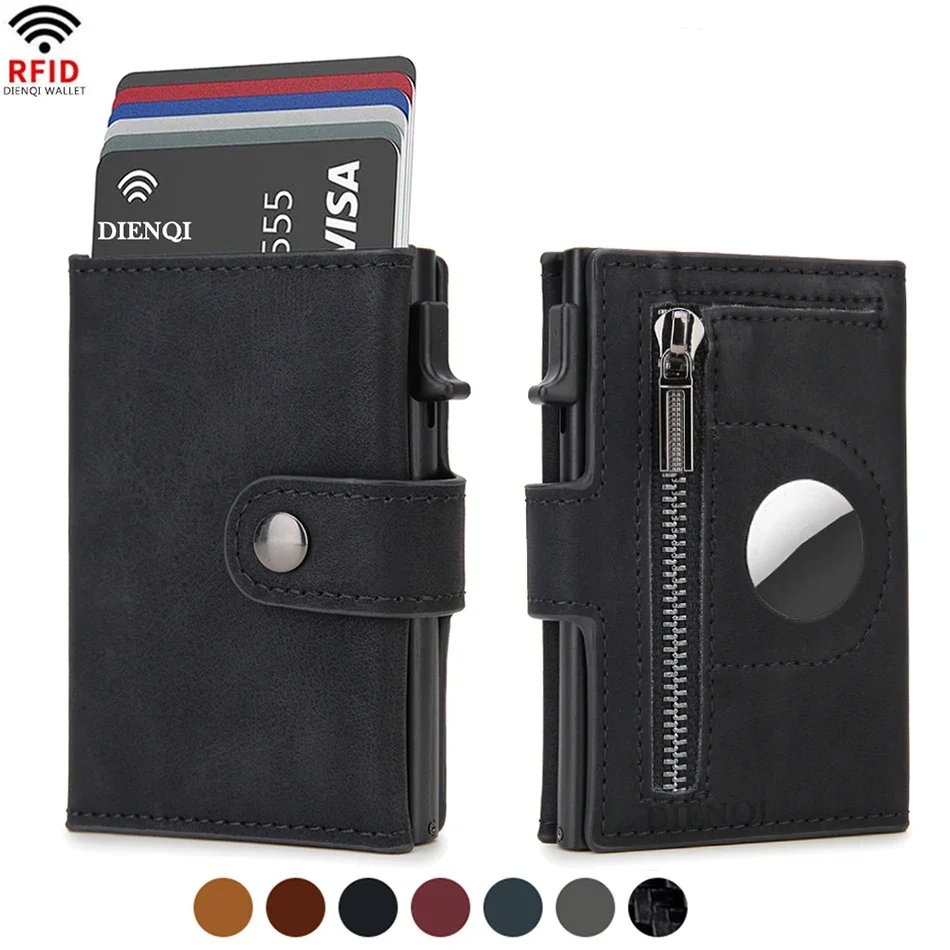Card Top Loader - Rfid кожаные мужские кошельки Airtag Роскошные